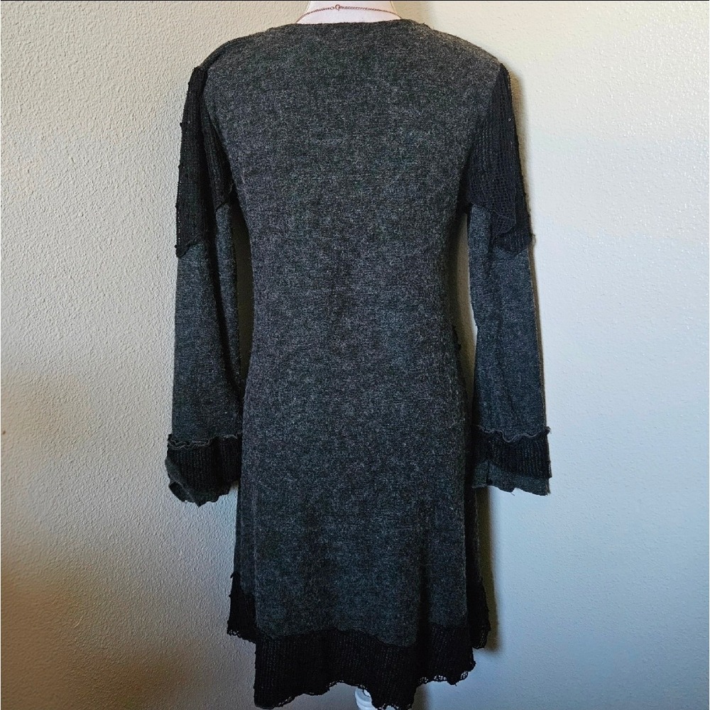 Pretty Angel Gray Mixed Media Lace Sweater Dress Boho - Picture 3 of 7